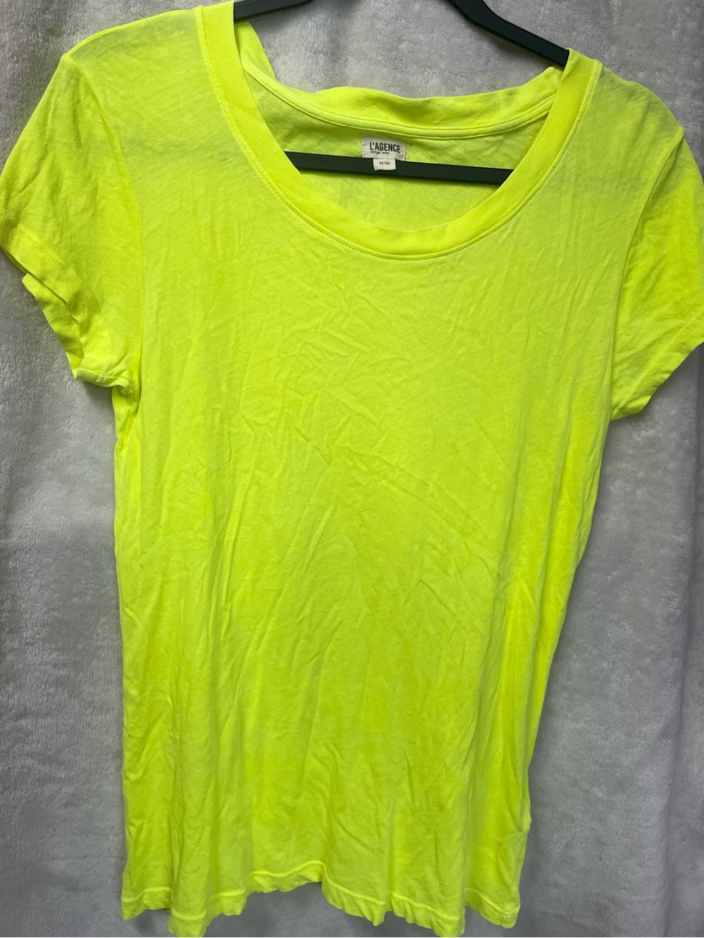 L'AGENCE Cotton Chartreuse “Cory”Short Sleeve Crew Tee